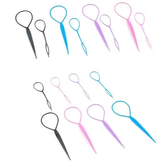 1 ensemble (2 pièces) d'outils de coiffure en plastique noir pour queue de cheval, pince à cheveux t