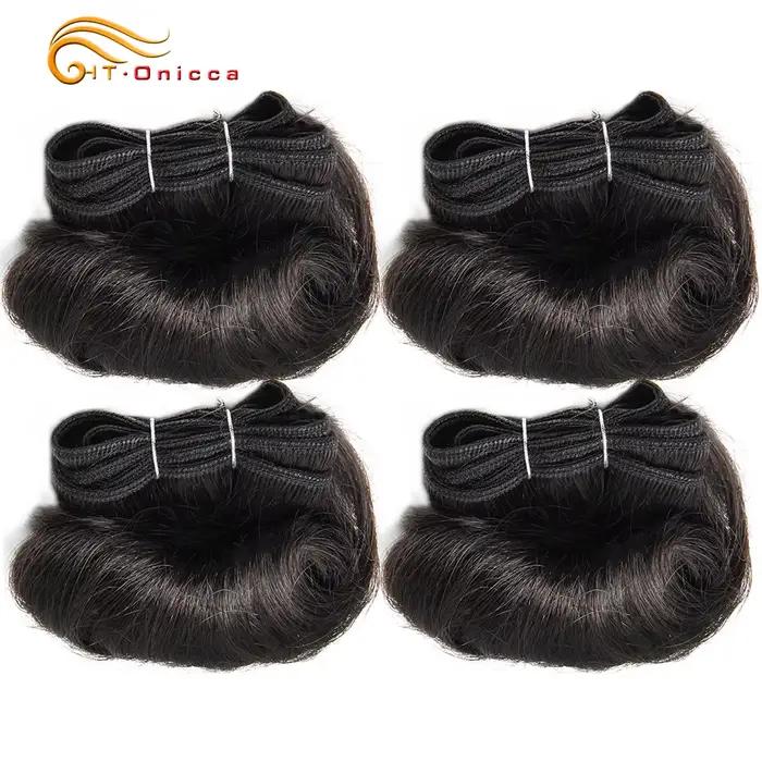 Tissage en lot brésilien Remy 100% naturel bouclé, Extension de cheveux Afro 1B 30, bordeaux, 5 5 6 