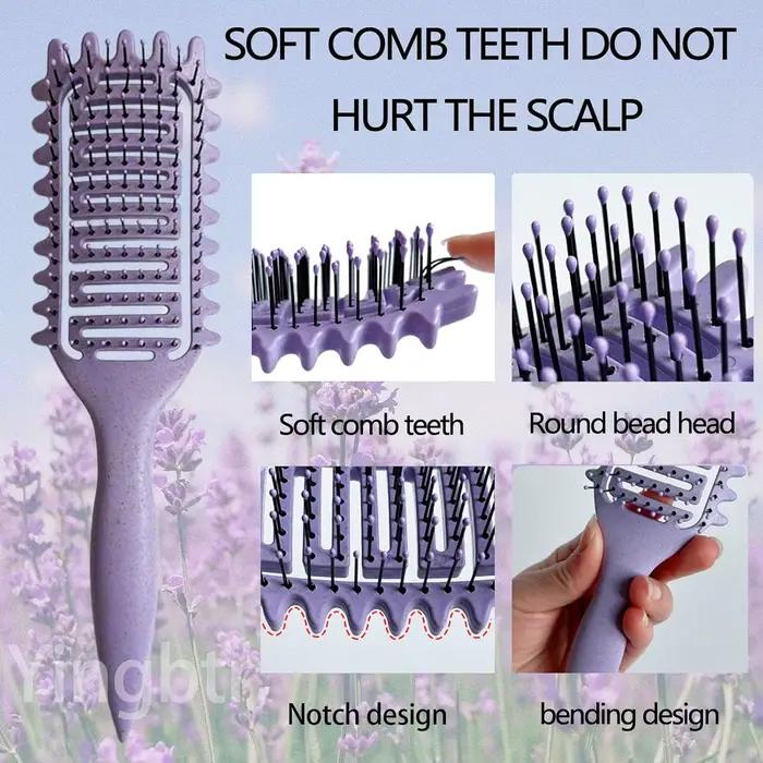 Brosse de coiffure 3 en 1 pour boucles, brosse à cheveux démêlante ajourée, peigne à cheveux emmêlé,