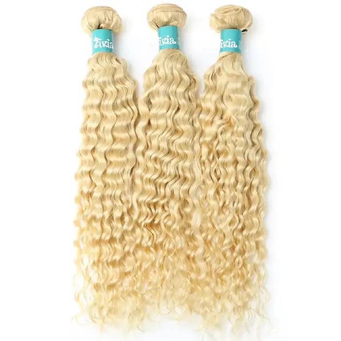 8-32 pouces vague profonde paquets de cheveux humains Remy cheveux brésiliens 613 couleur Blonde vag