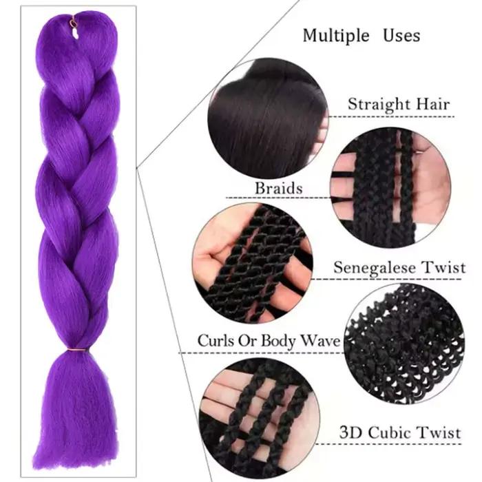 Cheveux tressés violets synthétiques 24 pouces, cheveux tressés pré-étirés pour tresses Extensions d