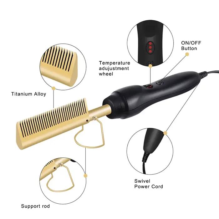 Brosse à lisser les cheveux Portable 2 en 1, peigne chaud, outil électrique pour lisser les cheveux,