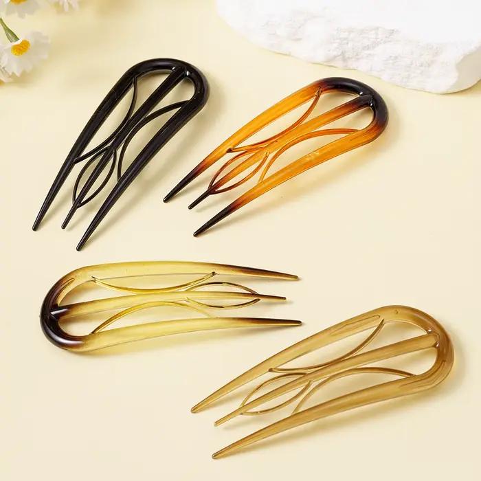 Feuilles d'acétate en forme de U bâton de cheveux fourchette à cheveux outils de coiffure épingle à 
