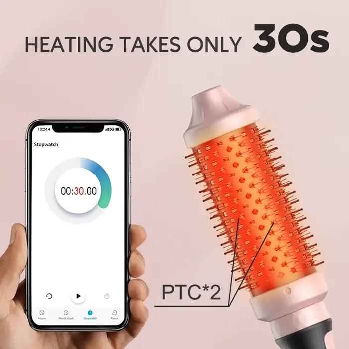 Brosse thermique infrarouge en céramique, fer à friser chauffant, brosse ronde de 45 mm, fer à frise