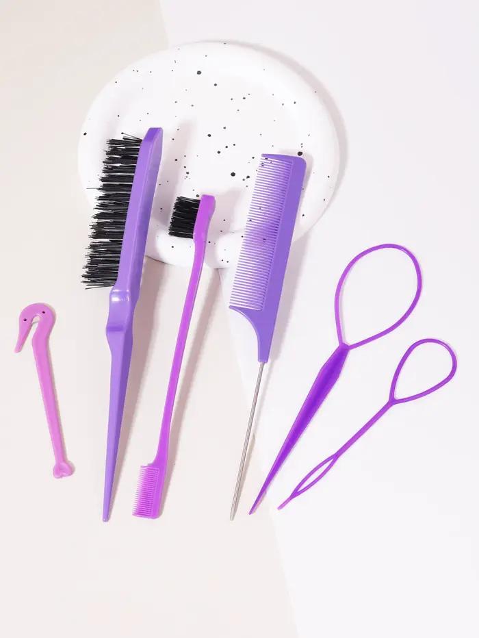 Ensemble de Peignes de Coiffure, Brosse à Queue Jolie tue, Outil de Tissage, Anneau, Coupe-artificie