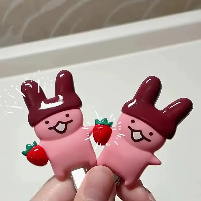 Épingles à cheveux lapin chocolat fraise, 4 pièces, Design de dessin animé mignon, accessoires pour 