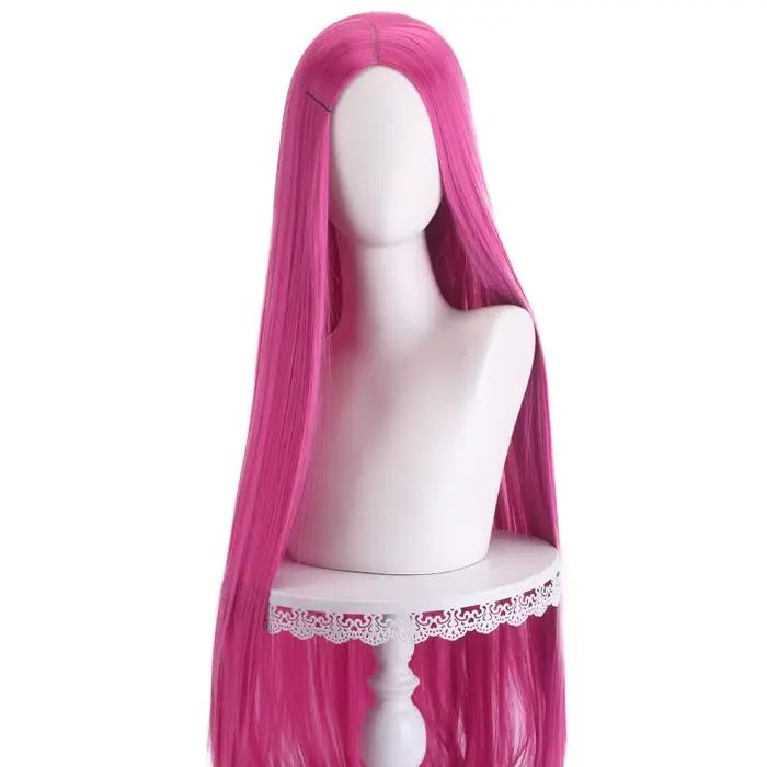 Perruque synthétique pour femmes, 40 pouces, couleur anime, longue et droite, frange fendue centrale