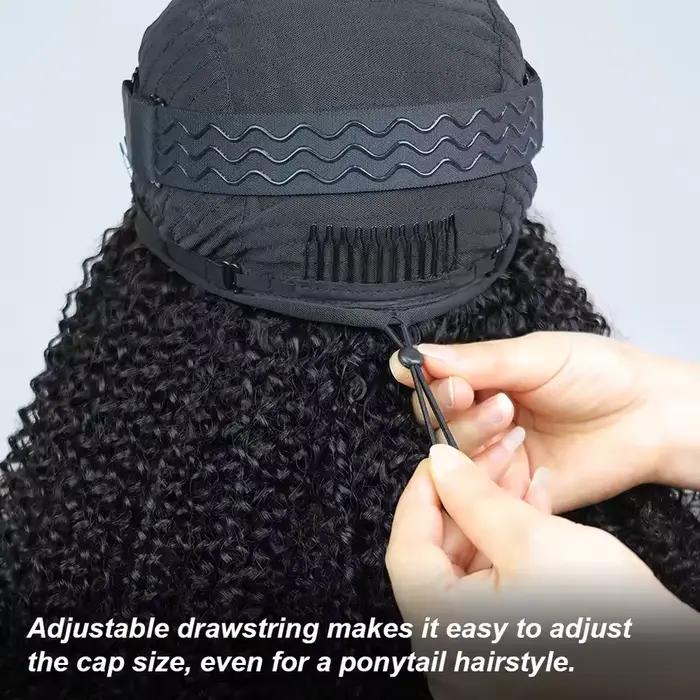 Mise à niveau 3 en 1 demi-perruque avec cordon de serrage sans couture Clip Ins Flip sur crépus bouc