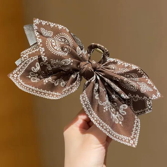 1 pièces Style femme, pince à cheveux avec nœud en fleur de cajou marron, pince à cheveux haut de ga