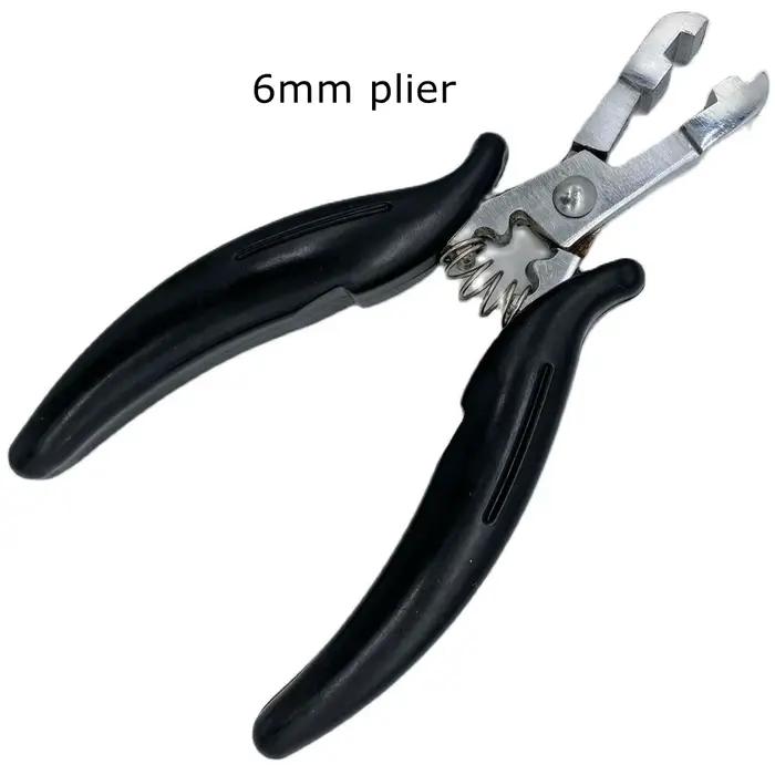 Pince de Type plat avec poignée noire, rainure de 6mm, pour Extensions de cheveux pré-collées, outil