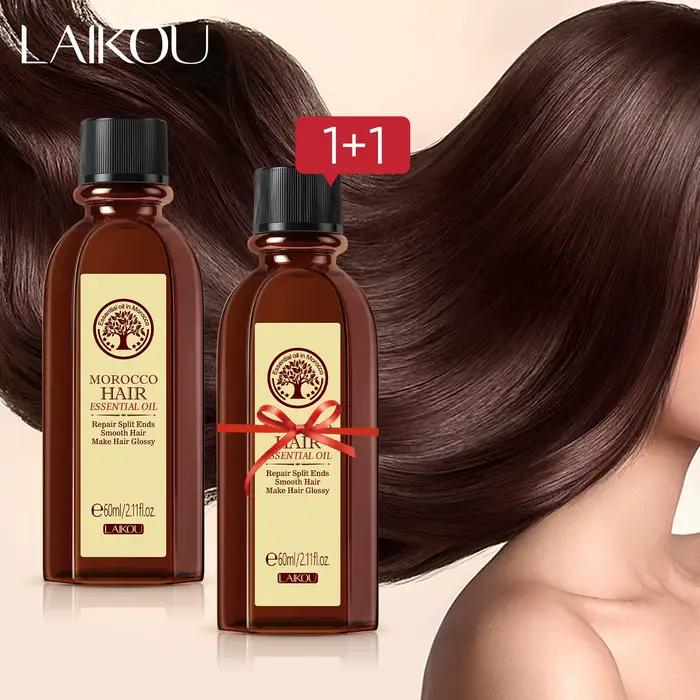 LAIKOU Maroc Huile d'Argan 1 + 1 Soin Capillaire Réparateur Sec Abîmés Traitement 60ml