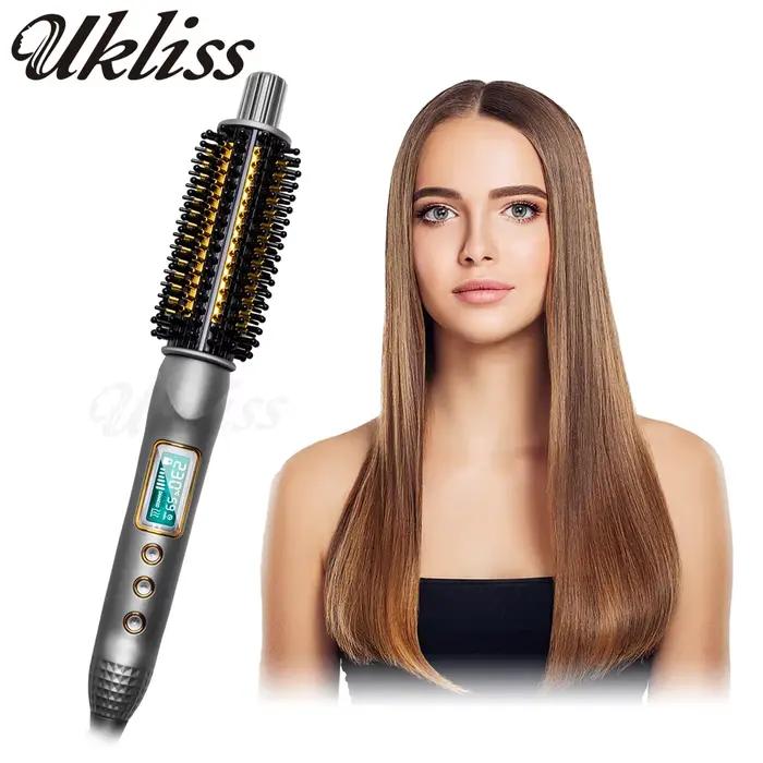 Fer à friser ionique en céramique, 32mm, lisseur, Anti-brûlure, volumateur, brosse chauffante, peign
