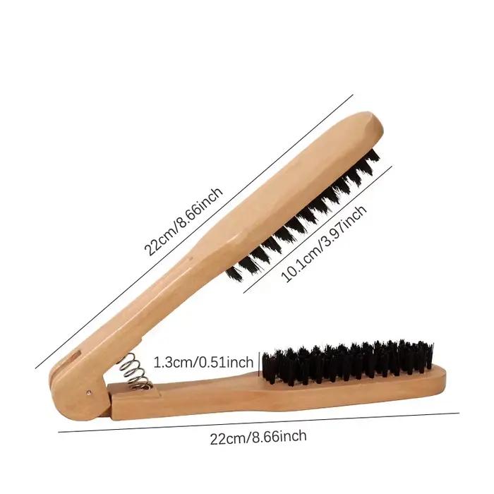 (HG) peigne à lisser en forme de V, brosse à palette antistatique en poils de sanglier, outil de coi