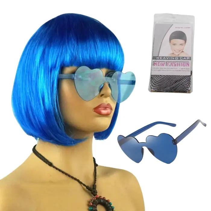 Perruque en fibre synthétique de la marque Anxin : coupe de cheveux bob avec frange, texture de chev