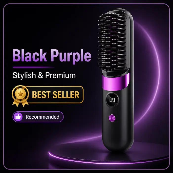 Brosse lissante chauffante rapide anti-frisottis pour des cheveux lisses instantanés comme au salon,