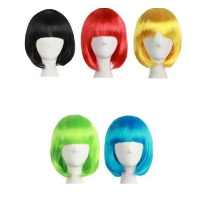 Perruque Synthétique Courte et Lisse avec Frange pour Femme, Accessoire Capillaire Complet pour Hall