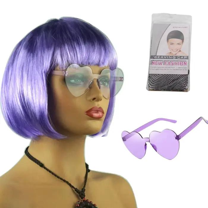 Perruque en fibre synthétique de la marque Anxin : coupe de cheveux bob avec frange, texture de chev