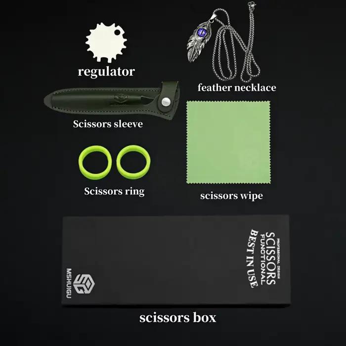 MSHUIGU – ciseaux de barbier professionnels de 6 pouces, en acier inoxydable 440C, lame inversée, ci