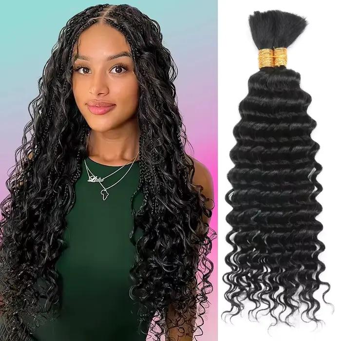 100g Cheveux humains pour tresses bohèmes, Ondes profondes, Cheveux à tresser en vrac, Bouclés profo