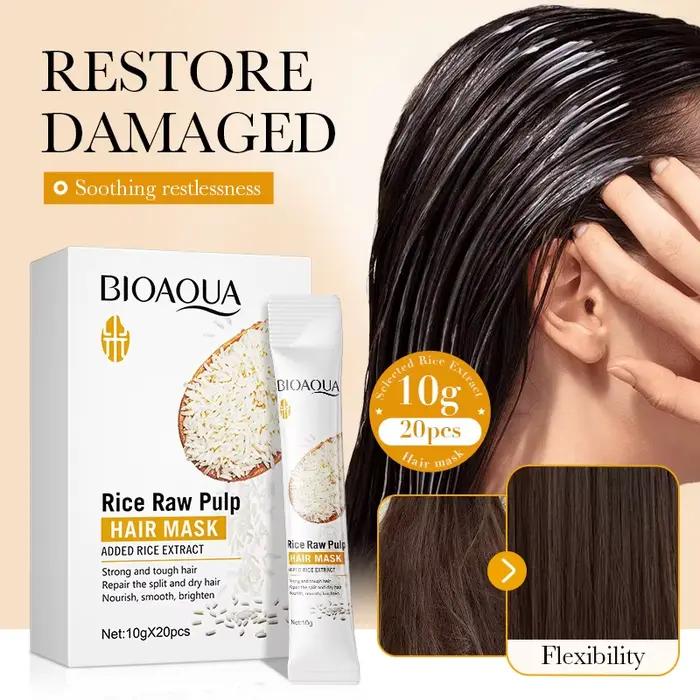 BIOAQUA masque capillaire au lait de riz 5 secondes réparation naturelle douce magique prévenir la s