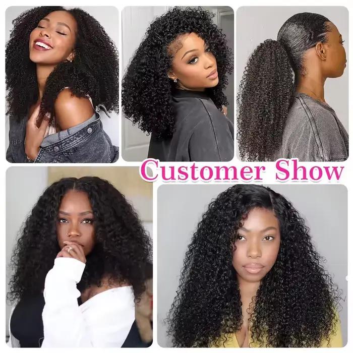 Mise à niveau 3 en 1 demi-perruque avec cordon de serrage sans couture Clip Ins Flip sur crépus bouc