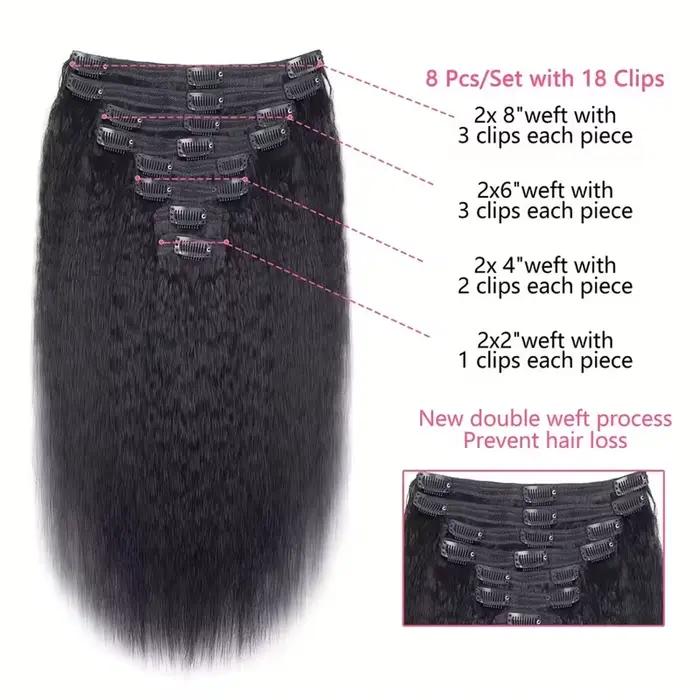 Extensions de cheveux humains lisses et bouclés, couleur naturelle, en cheveux humains brésiliens Re