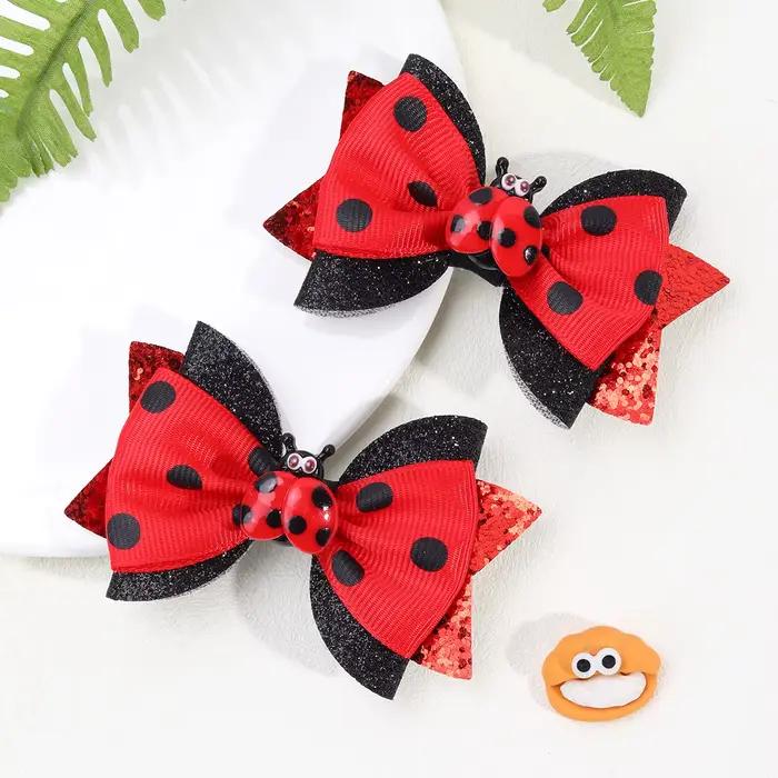 Pinces à cheveux motif coccinelle, 2 pièces/pack, accessoires pour cheveux pour filles, épingle à ch