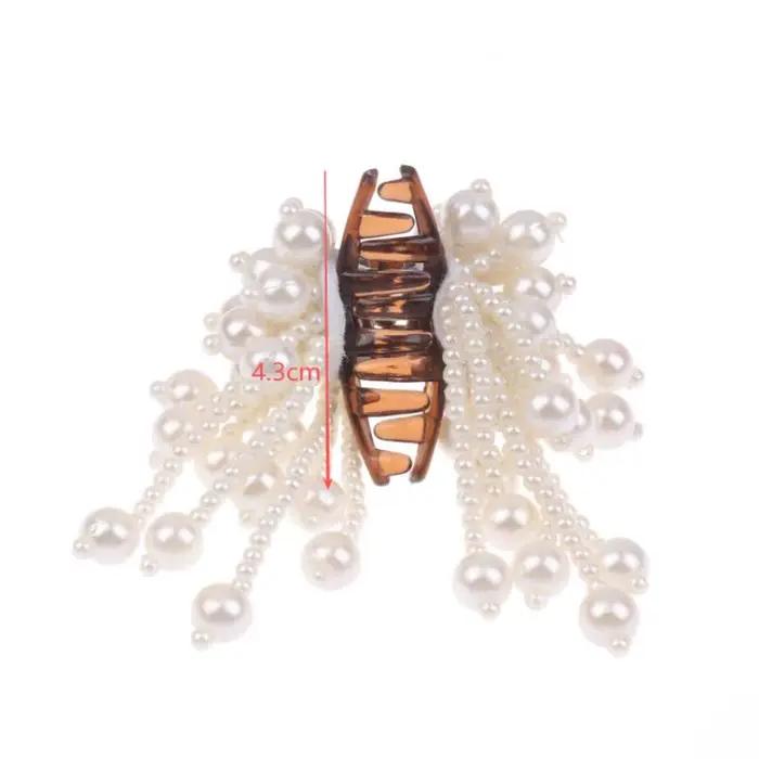 Épingle à cheveux Vintage élégante avec perles en cascade et chaînes, Clip de poignée pour fête de m