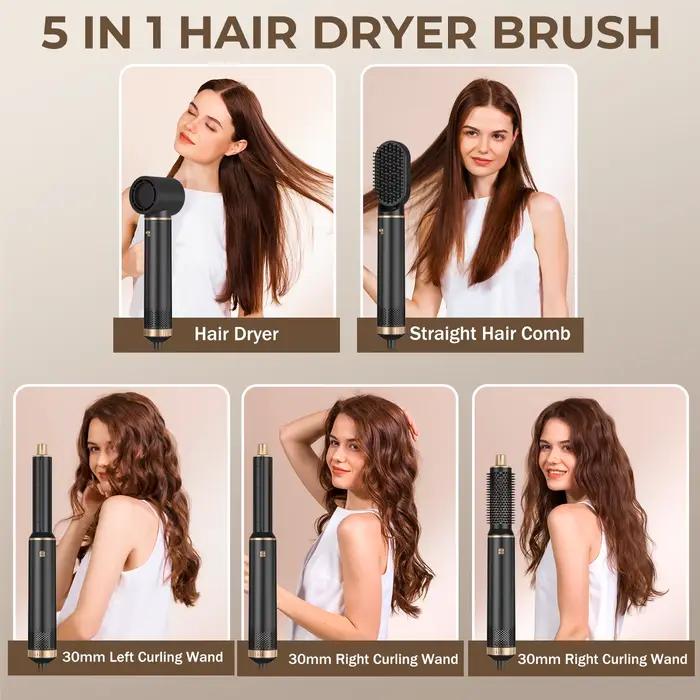 Sèche-cheveux 5 en 1, peigne électrique, lisseur à ions négatifs, fer à friser, brosse chauffante mu