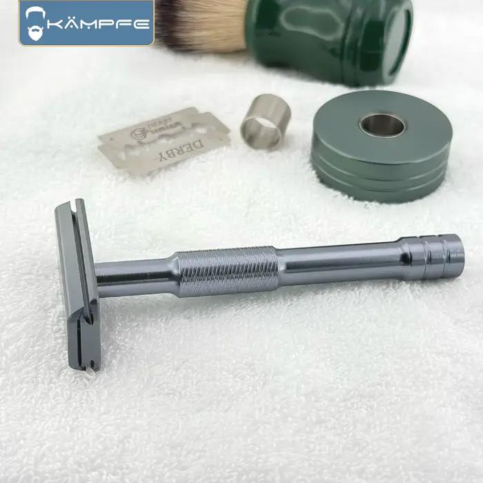 Rasoir de sécurité manuel Kampfe CNC avec 5 lames de rechange, outils de salon de coiffure, cadeaux 