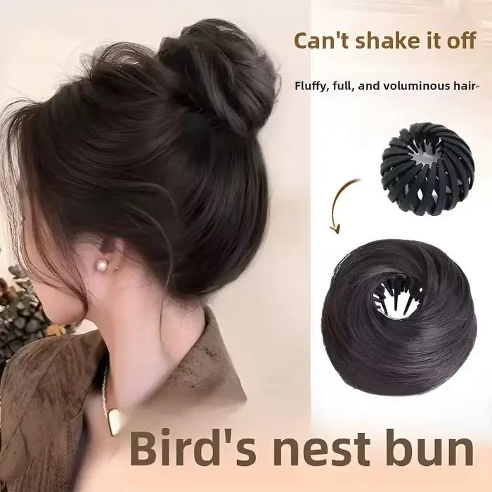 Chignon synthétique magique avec Clips élastiques circulaires, postiche rétractable en forme de nid 