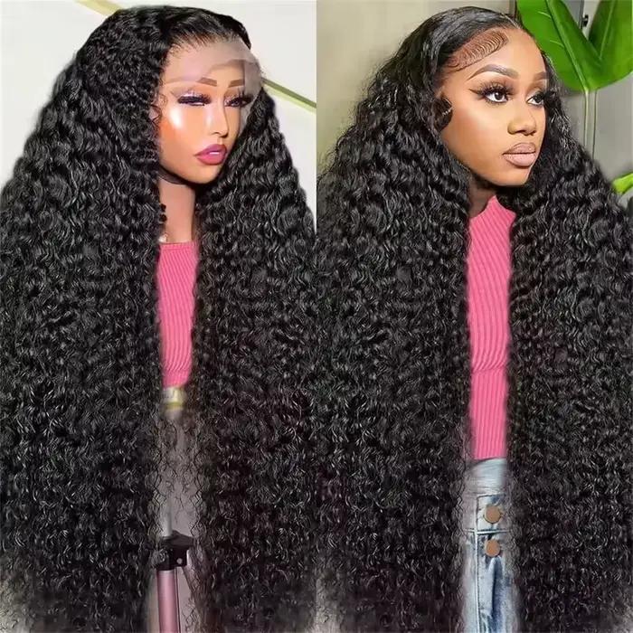 Perruque Lace Front Deep Wave 13x4 13x6 avec dentelle HD transparente, perruques bouclées en cheveux