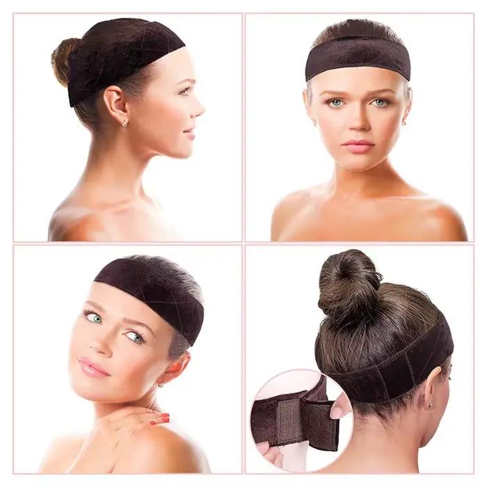 5.5cm de largeur anti-dérapant perruque Grip bandeau doux velours bandeau pour perruque Fastern régl