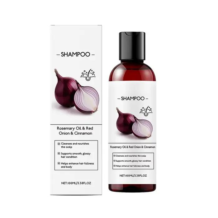 Shampooing Fortifiant à l'Oignon Rouge Contre la Chute des Cheveux, Huile de Cannelle et Romarin Lég