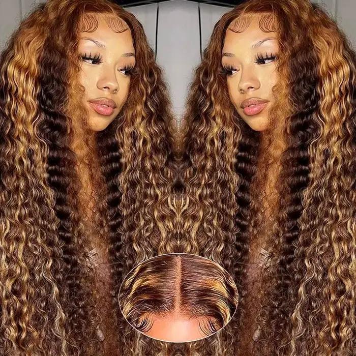 250% densité mettre en évidence coloré 13x4 dentelle frontale perruque de cheveux humains brésilien 