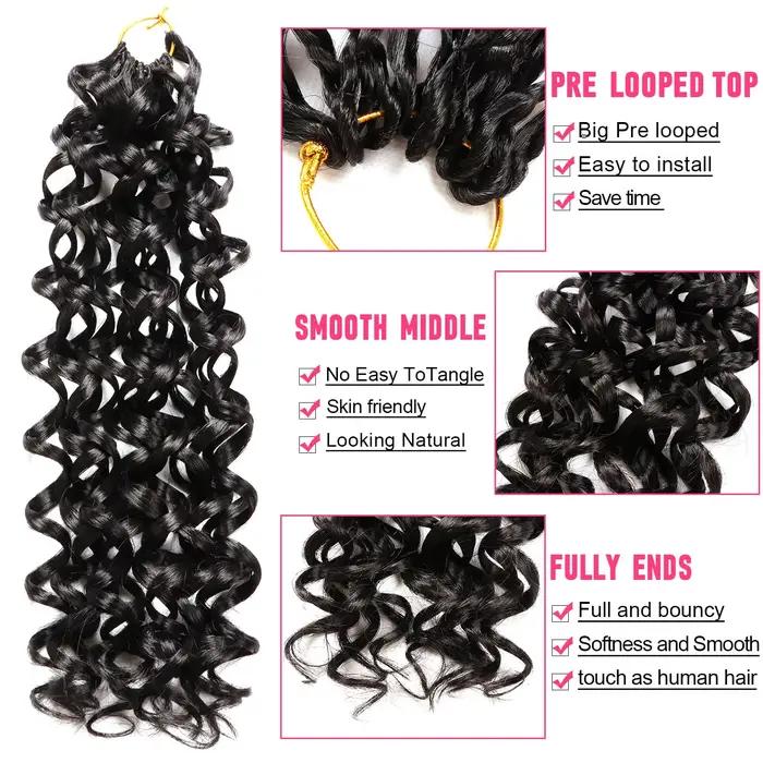 GoGo Curl Crochet cheveux pour femmes noires courte plage Curl bohème Crochet tresses naturel noir v