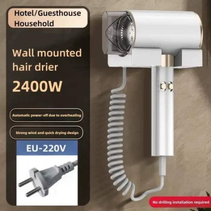 Nouveau produit : Sèche-cheveux mural sans perçage, 2400W, super puissant, séchage rapide, lumière b
