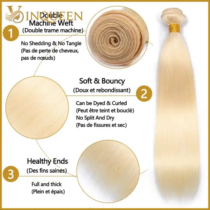 1/3/4 pièces 613 blonds cheveux humains paquets de cheveux humains droits brésilien Remy Extension T