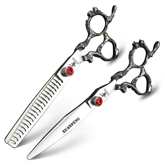 Ciseaux de barbier japonais en acier 440C, poignée Dragon 6 "7", ciseaux professionnels pour couper 