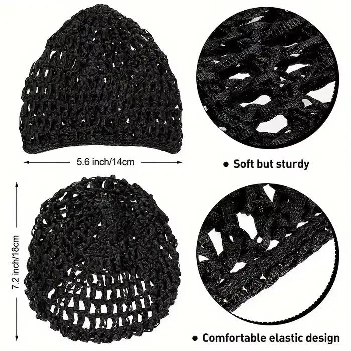 Bonnet de couchage pour usage quotidien, filet à cheveux en maille noire au Crochet, bonnet de soins