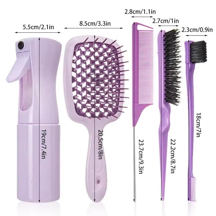 5/6 pièces ensemble de peignes démêlant brosse à cheveux cheveux bouclés incurvé queue de Rat peigne