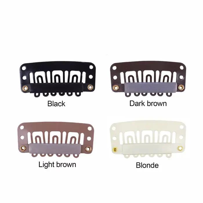 Clips de perruques en forme de U de 32mm, 20 pièces, avec dos en silicone pour Extensions de cheveux