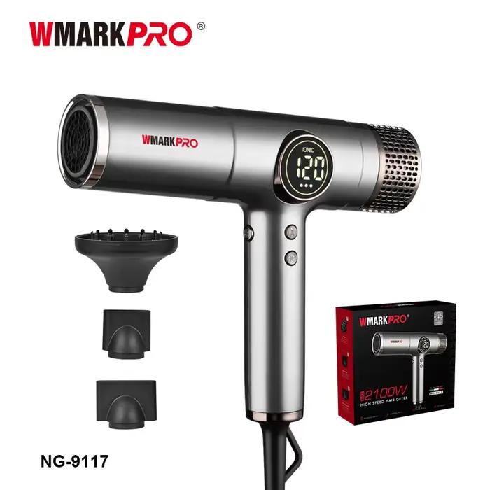 Sèche-cheveux WMARK 9117, moteur sans balais professionnel ionique, soufflage avec diffuseur, 2000 W