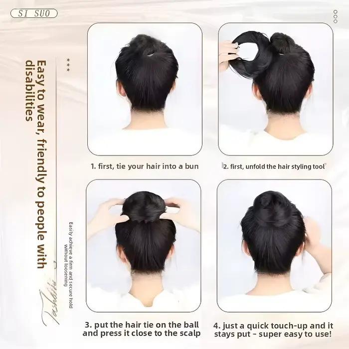 Chignon synthétique magique avec Clips élastiques circulaires, postiche rétractable en forme de nid 