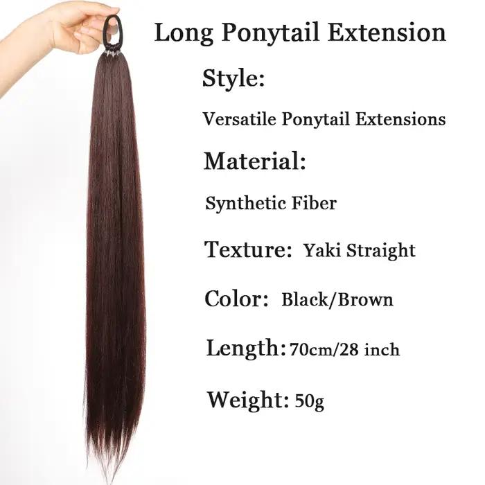 LUPU Extensions de queue de cheval synthétiques longues de 28 pouces avec bande élastique queue de c