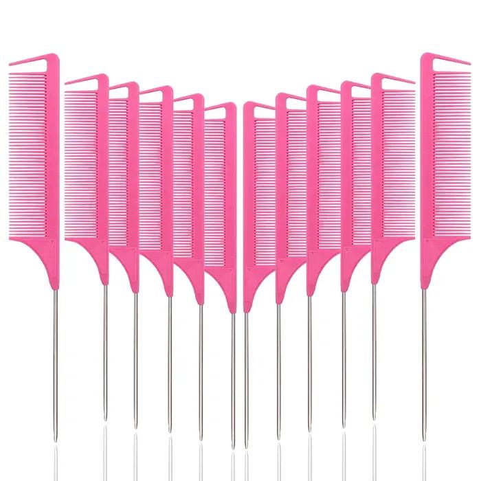 Peigne à queue pointue, 12 pièces, peigne de coiffure, teinture pour cheveux, résistant à la chaleur
