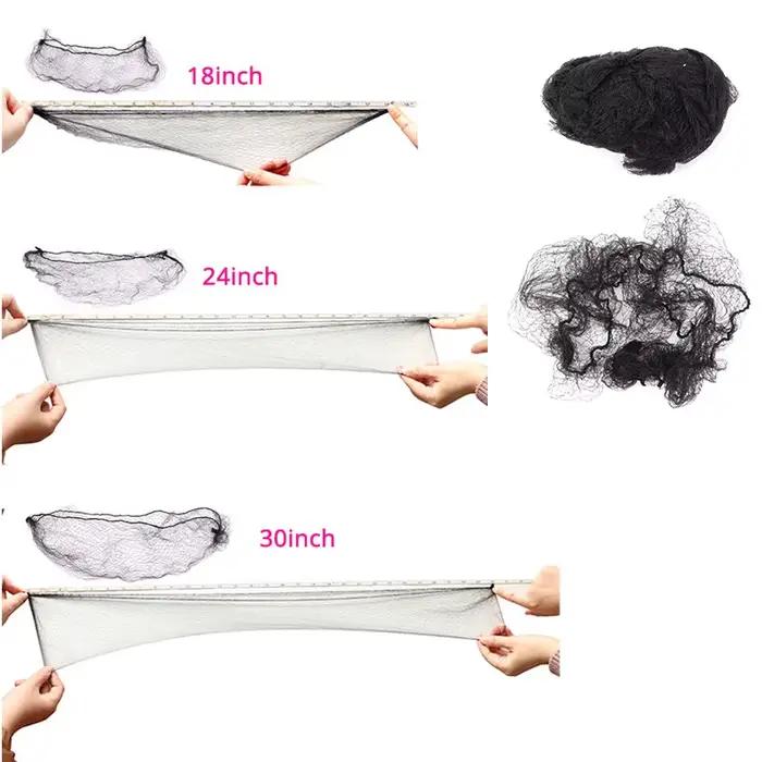 20 pièces/lot filets à cheveux Invisible bord élastique maille longue 36 pouces noir court 18 pouces