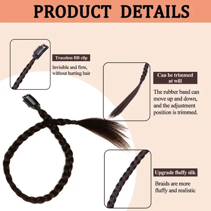 2 extensions de cheveux synthétiques tressées à clipser de 18 pouces, style bohème, en fibre haute t