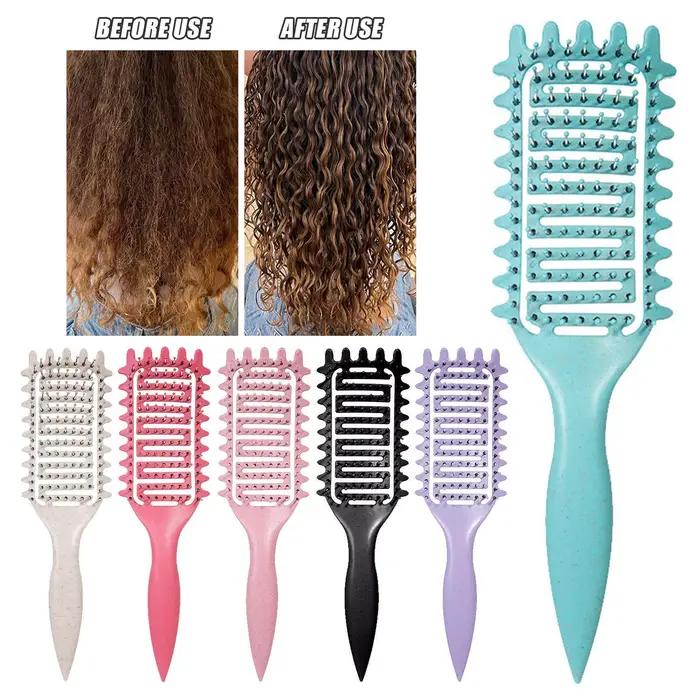 Brosse de coiffure 3 en 1 pour boucles, brosse à cheveux démêlante ajourée, peigne à cheveux emmêlé,