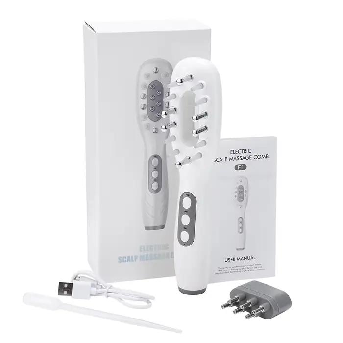 Peigne électrique de Massage du cuir chevelu, thérapie par la lumière LED rouge bleu, brosse de Mass